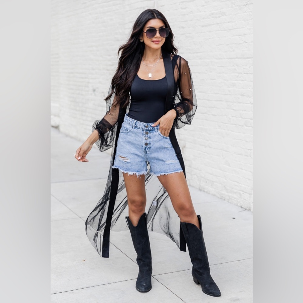 Black Embellished Kimono